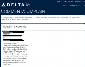 Delta and "trophy hunting"
