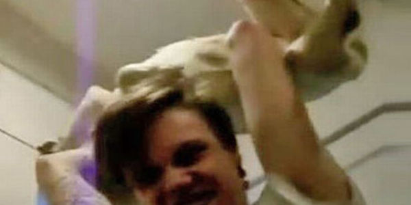 This is a video capture if lowlife Andrew preparing to kill Baby the bulldog